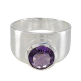 Amethyst Solitaire Indian 92.5 Silver Purple Gemstone Essential Contemporary Ring Jewellery