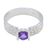 Amethyst Solitaire Indian 92.5 Silver Purple Gemstones Tiny Sophisticated Ring Jewellery