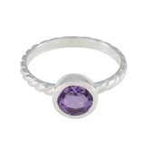 Amethyst Solitaire American Silver Purple Gems Dainty Trendy Ring Jewelry