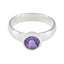 Amethyst Solitaire Russian Sterling Silver Purple Gemstones Tiny Trendy Ring Jewelry