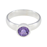 Amethyst Solitaire Russian Sterling Silver Purple Gemstones Tiny Trendy Ring Jewelry