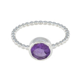 Amethyst Solitaire Turkish 925 Silver Purple Gemstones Delicate Twist Ring Jewelry