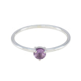 Amethyst Solitaire Korean Sterling Silver Purple Gemstone Minimalist Trendy Ring Jewelry