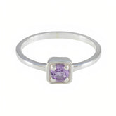 Amethyst Solitaire Turkish 925 Silver Purple Gemstones Delicate Graceful Ring Jewelry
