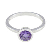 Amethyst Solitaire Turkish 925 Sterling Silver Purple Gemstone Dainty Contemporary Ring Jewellery