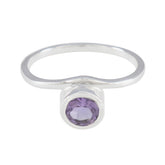 Amethyst Solitaire Japanese Sterling Silver Purple Gemstones Delicate Romantic Ring Jewelry