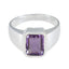 Amethyst Solitaire Indian 925 Sterling Silver Purple Gemstones Mid weight Signet Ring Jewelry