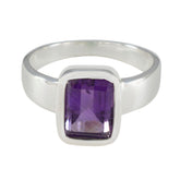 Amethyst Solitaire Moroccan 925 Silver Purple Gems Slim Abstract Ring Jewellery