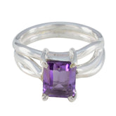 Amethyst Solitaire Russian Silver Purple Gemstones Minimal Romantic Ring Jewellery