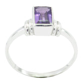 Amethyst Solitaire American Silver Purple Gems Dainty Romantic Ring Jewellery