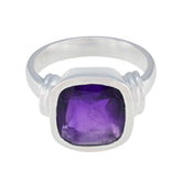 Amethyst Solitaire Indian 925 Sterling Silver Purple Gemstones Eye catching Trendy Ring Jewellery