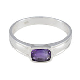 Amethyst Solitaire Korean 92.5 Silver Purple Gems Whisper thin Abstract Ring Jewellery