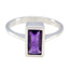 Amethyst Solitaire Indian 92.5 Silver Purple Gemstones Featherlight Boho Ring Jewelry