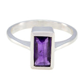 Amethyst Solitaire Indian 92.5 Silver Purple Gemstones Featherlight Boho Ring Jewelry