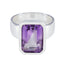 Amethyst Solitaire Italian Silver Purple Gems Edgy Contemporary Ring Jewelry
