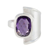 Amethyst Solitaire African Silver Purple Gemstones Essential Contemporary Ring Jewelry
