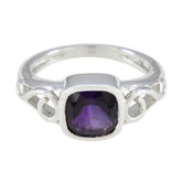 Amethyst Solitaire German Silver Purple Gemstone Featherlight Modern Ring Jewellery