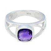 Amethyst Solitaire Indian Sterling Silver Purple Gemstones Tiny Contemporary Ring Jewelry