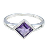 Amethyst Solitaire Korean 92.5 Silver Purple Gemstone Dainty Romantic Ring Jewelry