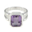 Amethyst Solitaire French 925 Sterling Silver Purple Gemstone Edgy Modern Ring Jewellery
