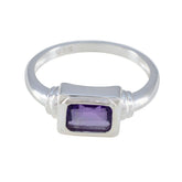Amethyst Solitaire Japanese Sterling Silver Purple Gemstones Whisper thin Glamorous Ring Jewelry