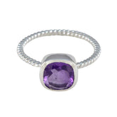 Amethyst Solitaire Japanese Silver Purple Gemstone Dainty Twist Ring Jewellery