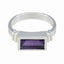 Amethyst Solitaire French 925 Silver Purple Gemstone Minimal Modern Ring Jewellery