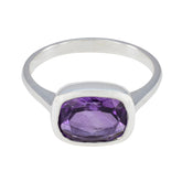 Amethyst Solitaire Egyptian 92.5 Silver Purple Gemstone Slim Boho Ring Jewellery