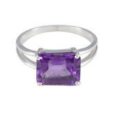 Amethyst Solitaire Moroccan 925 Silver Purple Gemstone Minimal Abstract Ring Jewellery