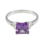 Amethyst Solitaire French Silver Purple Gemstone Featherlight Abstract Ring Jewellery