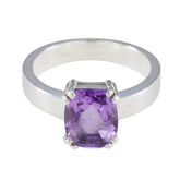 Amethyst Solitaire Indian 925 Sterling Silver Purple Gemstones Classic Abstract Ring Jewellery