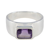 Amethyst Solitaire Moroccan 925 Sterling Silver Purple Gemstones Classic Artisan Ring Jewelry