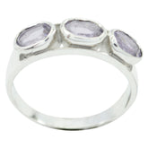 Amethyst Trilogy Turkish 92.5 Silver Purple Gemstone Delicate Modern Ring Jewelry