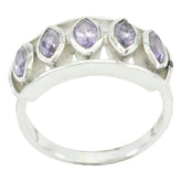 Amethyst Penta Russian 925 Silver Purple Gemstone Slim Romantic Ring Jewelry