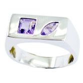 Amethyst Toi et Moi Egyptian 925 Silver Purple Gemstone Slim Modern Ring Jewellery