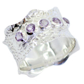 Amethyst Penta German 92.5 Silver Purple Gemstones Mid weight Vintage Band Jewelry