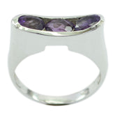 Amethyst Trilogy Moroccan 925 Sterling Silver Purple Gemstone Slim Romantic Ring Jewellery