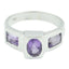 Amethyst Trilogy French 92.5 Silver Purple Gemstone Slim Graceful Ring Jewelry