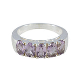 Amethyst Penta Russian 925 Sterling Silver Purple Gemstones Classic Contemporary Band Jewellery