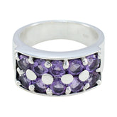 Amethyst multiple African Silver Purple Gemstones Versatile Trendy Ring Jewellery