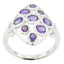 Amethyst Navratna Indian 925 Silver Purple Gems Slim Luxurious Ring Jewellery
