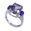 Amethyst Trilogy Egyptian Sterling Silver Purple Gemstone Mid weight Feminine Ring Jewellery