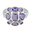 Amethyst Navratna Russian 925 Silver Purple Gemstone Classic Signet Ring Jewellery