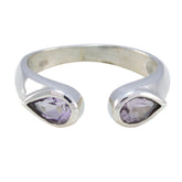 Amethyst Toi et Moi American 925 Sterling Silver Purple Gemstones Delicate Romantic Ring Jewellery