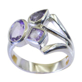 Amethyst Trilogy Moroccan 925 Silver Purple Gemstones Mid weight Romantic Ring Jewellery