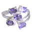 Amethyst Penta German Silver Purple Gemstones Classic Graceful Ring Jewelry