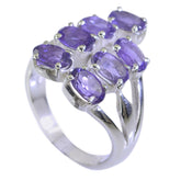 Amethyst Hepta German 925 Silver Purple Gems Minimal Romantic Ring Jewellery