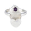 Amethyst Solitaire Indian Silver Purple Gemstones Minimal Feminine Ring Jewellery