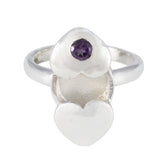 Amethyst Solitaire Indian Silver Purple Gemstones Minimal Feminine Ring Jewellery