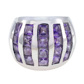 Amethyst multiple Italian Silver Purple Gemstone Chunky Vintage Ring Jewelry